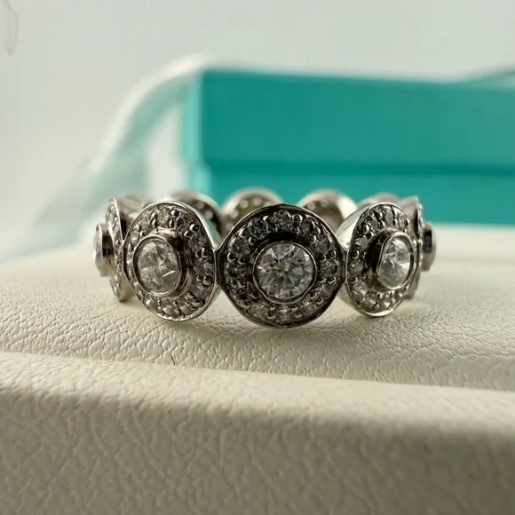 RARE Tiffany & Co. Platinum Diamond Circlet Eternity Band Ring - Picture 6 of 10